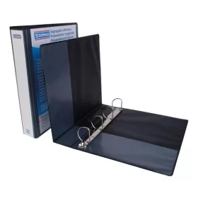   Gyűrűs könyv, panorámás, 4 gyűrű, D alakú, 63 mm, A4, PP, DONAU, fekete