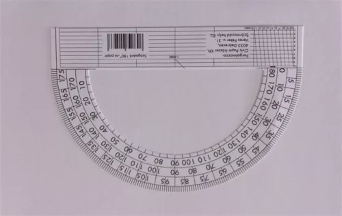 Szögmérő, papír, 180 fokos