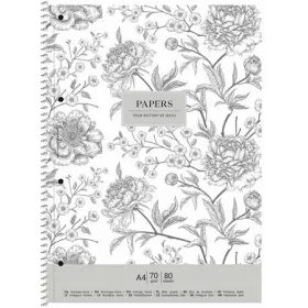   Spirálfüzet, A4+, kockás, 80 lap, SHKOLYARYK "Vintage flowers", vegyes