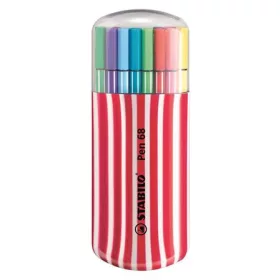 Rostirón készlet, 1 mm, piros tok, STABILO "Pen 68 Zebrui", 20 különböző szín