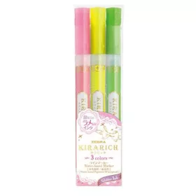   Szövegkiemelő készlet, 3,5 mm, vágott hegy, ZEBRA "Kirarich", 3 különböző szín
