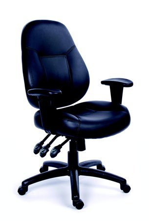 Irodai szék, állítható karfával, fekete bonded bőrborítás, fekete lábkereszt, MAYAH "Champion"