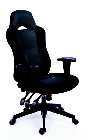 Főnöki szék, fekete/szürke gyöngyszövet-borítás, fekete lábkereszt, MAYAH "Racer"