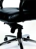 Főnöki szék, hintamechanikával, fekete bőrborítás, króm lábkereszt, MAYAH "Enterprise"