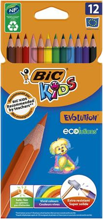 Színes ceruza készlet, BIC KIDS "Evolution", 12 különböző szín
