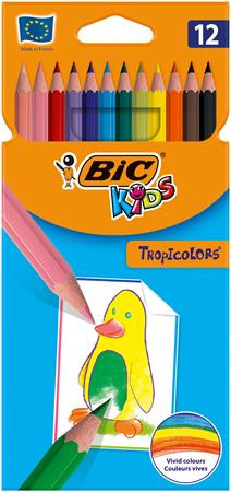 Színes ceruza készlet, BIC KIDS "Tropicolors", 12 különböző szín