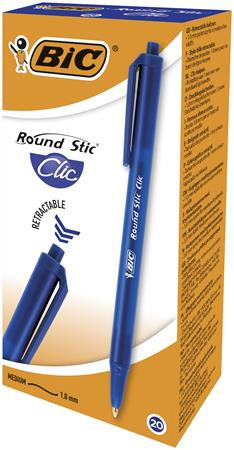 Golyóstoll, 0,32 mm, nyomógombos, BIC "Round Stic Clic", kék