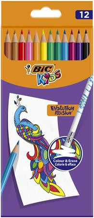 Színes ceruza készlet, BIC "Evolution Illusion", 12 különböző szín