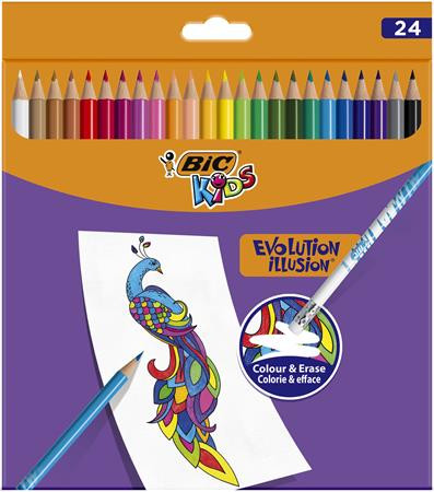 Színes ceruza készlet, BIC "Evolution Illusion", 24 különböző szín