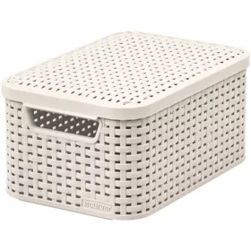   Rattan hatású kosár tetővel, 6l, törtfehér, CURVER "Style S"