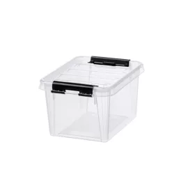  Műanyag tárolódoboz, 1,5 liter, fekete fogantyúkkal, SMARTSTORE "Classic 1,5", átlátszó