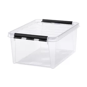   Műanyag tárolódoboz, 14 liter, fekete fogantyúkkal, SMARTSTORE "Classic 15", átlátszó