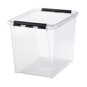   Műanyag tárolódoboz, 25 liter, fekete fogantyúkkal, SMARTSTORE "Classic 16", átlátszó