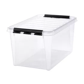   Műanyag tárolódoboz, 47 liter, fekete fogantyúkkal, SMARTSTORE "Classic 45", átlátszó
