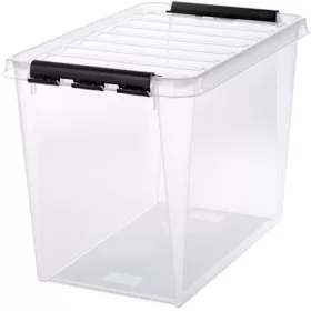   Műanyag tárolódoboz, 61 liter, fekete fogantyúkkal, SMARTSTORE "Classic 65", átlátszó