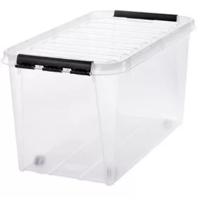   Műanyag tárolódoboz, 70 liter, fekete fogantyúkkal, SMARTSTORE "Classic 70", átlátszó