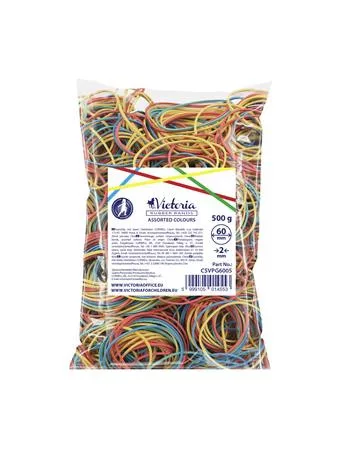 Postázógumi, 60X2 mm, VICTORIA FACILITY, 0,5 kg, vegyes színű