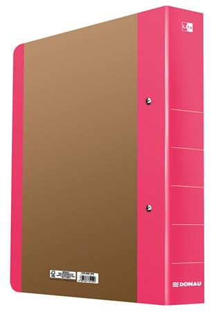Gyűrűs könyv, 2 gyűrű, D alakú, 50 mm, A4, karton, DONAU "Life", neon rózsaszín