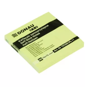   Öntapadó jegyzettömb, 76x76mm, 100 lap, DONAU "ECO", sárga