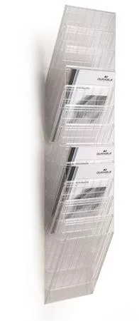 Prospektustartó, fali, álló, A4, DURABLE "FLEXIBOXX 12", áttetsző