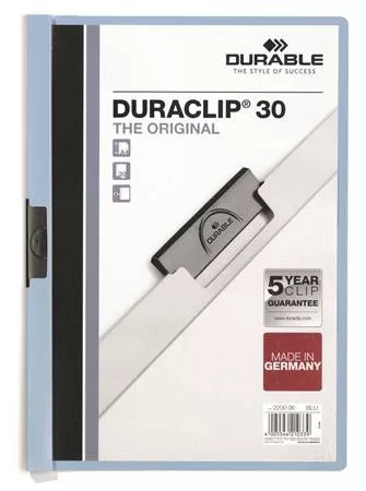 Gyorsfűző, klipes, A4, DURABLE "DURACLIP® 30", kék