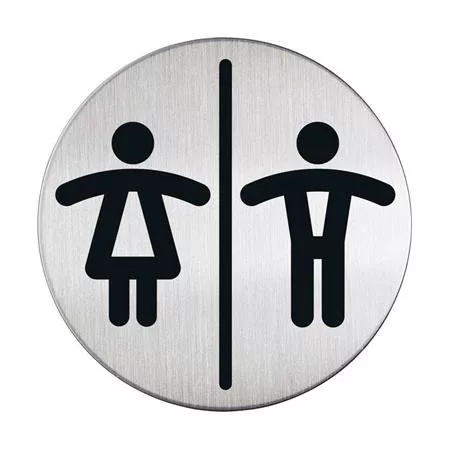 Információs tábla, rozsdamentes acél, DURABLE "Női-Férfi WC"