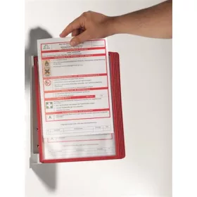   Bemutatótábla tartó, fali, 5 db bemutatótáblával, DURABLE "VARIO® WALL 5", piros