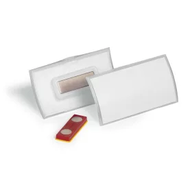 Névkitűző, mágnessel, elfordulásgátlóval, 75x40 mm, DURABLE "CLICK FOLD"