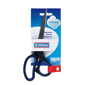   Olló, irodai, 16,5 cm, DONAU "Soft Grip", fekete-kék