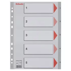 Regiszter, műanyag, A4, 1-5, ESSELTE, szürke