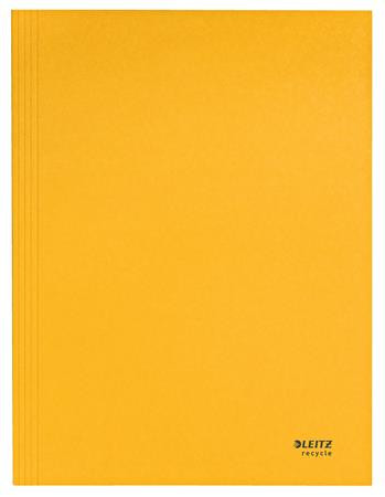 Pólyás dosszié, karton, A4, LEITZ "Recycle", sárga