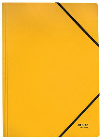 Gumis mappa, karton, A4, LEITZ "Recycle", sárga