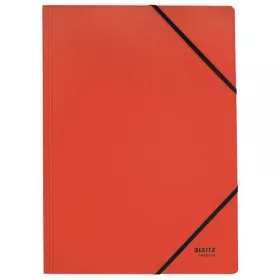 Gumis mappa, karton, A4, LEITZ "Recycle", piros