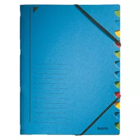   Gumis mappa, karton, A4, regiszteres, 12 részes, LEITZ, kék
