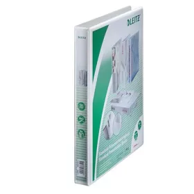   Gyűrűs könyv, panorámás, 4 gyűrű, D alakú, 38 mm, A4 Maxi, PP, LEITZ, fehér