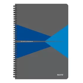   Spirálfüzet, A4, vonalas, 90 lap, PP borító, LEITZ "Office", szürke-kék