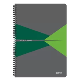  Spirálfüzet, A4, vonalas, 90 lap, PP borító, LEITZ "Office", szürke-zöld