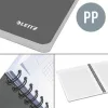 Spirálfüzet, A5, kockás, 90 lap, PP borító, LEITZ "Office", szürke-zöld