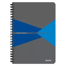 Spirálfüzet, A5, vonalas, 90 lap, PP borító, LEITZ "Office", szürke-kék