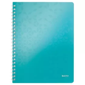   Spirálfüzet, A4, kockás, 80 lap, LEITZ "Wow", jégkék