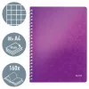 Spirálfüzet, A4, kockás, 80 lap, LEITZ "Wow", lila