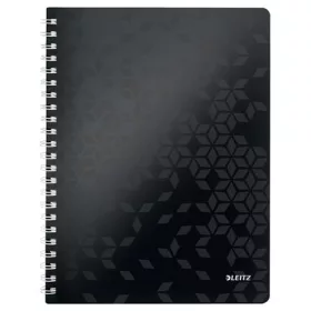   Spirálfüzet, A4, kockás, 80 lap, LEITZ "Wow", fekete