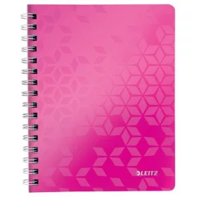   Spirálfüzet, A5, vonalas, 80 lap, LEITZ "Wow", rózsaszín