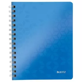   Spirálfüzet, A5, vonalas, 80 lap, LEITZ "Wow", kék