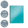 Spirálfüzet, A5, vonalas, 80 lap, LEITZ "Wow", jégkék