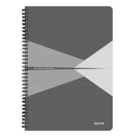   Spirálfüzet, A4, vonalas, 90 lap, laminált karton borító, LEITZ "Office", szürke