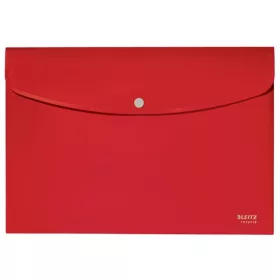   Irattartó tasak, A4, PP, patentos, LEITZ "Recycle", piros