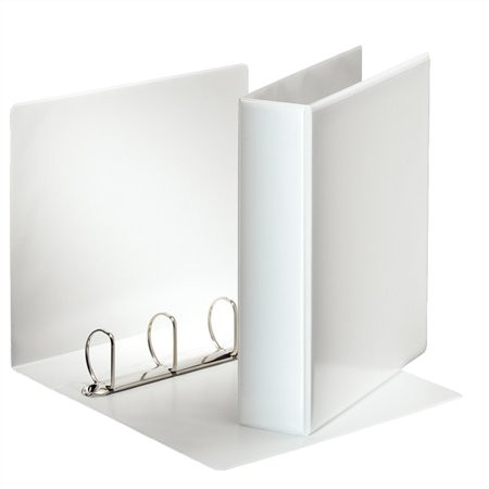 Gyűrűs könyv, panorámás, 4 gyűrű, D alakú, 75 mm, A4, PP, ESSELTE, fehér