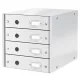 Irattároló, laminált karton,  4 fiókos, LEITZ "Click&Store", fehér