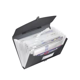   Harmonikatáska, A4, PP, 12 rekeszes, ESSELTE "Vivida", fekete